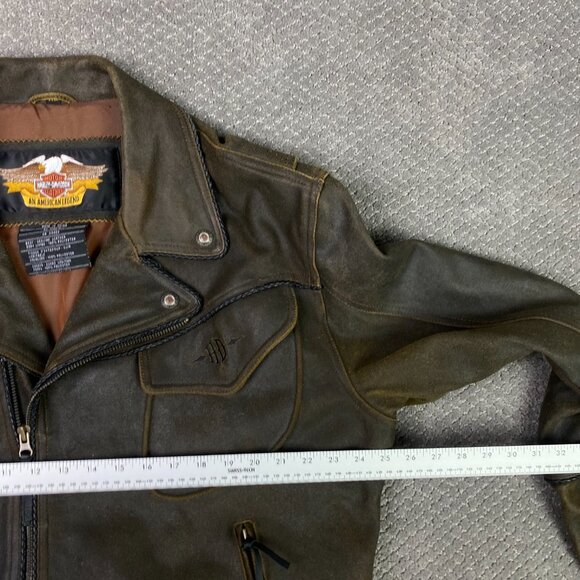 Harley Davidson Billings Leather Jacket Men's XL Brown Distressed Motorcycle - Picture 10 of 16